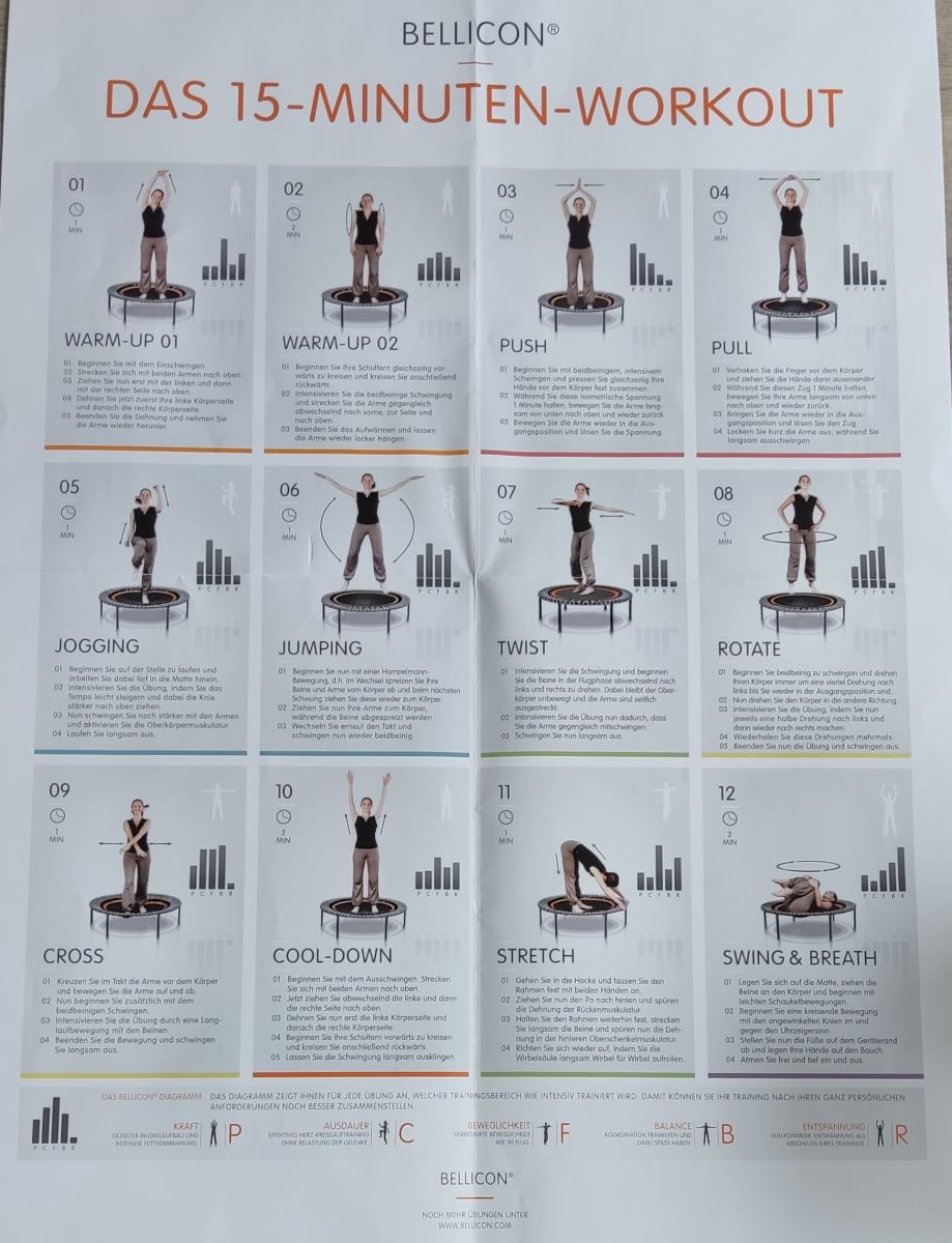 Bellicon Trampolino Fitness 137cm Con Maniglia - Telaio 3 Pezzi, Anelli Corda Brevettati, Made In Germany - Foto 9